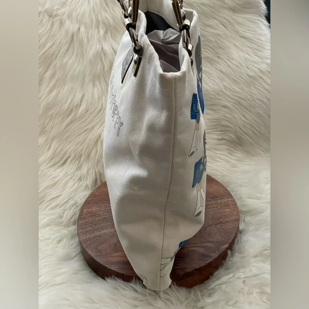 COACH Poppy Chan SILVER Canvas Tote Bag w/Two Hang Tags - Picture 6 of 16